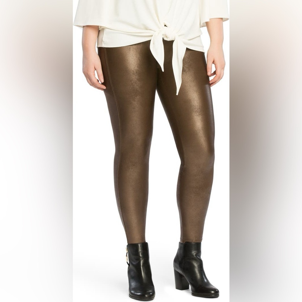 SPANX Brown Faux Leather Legging, size XL